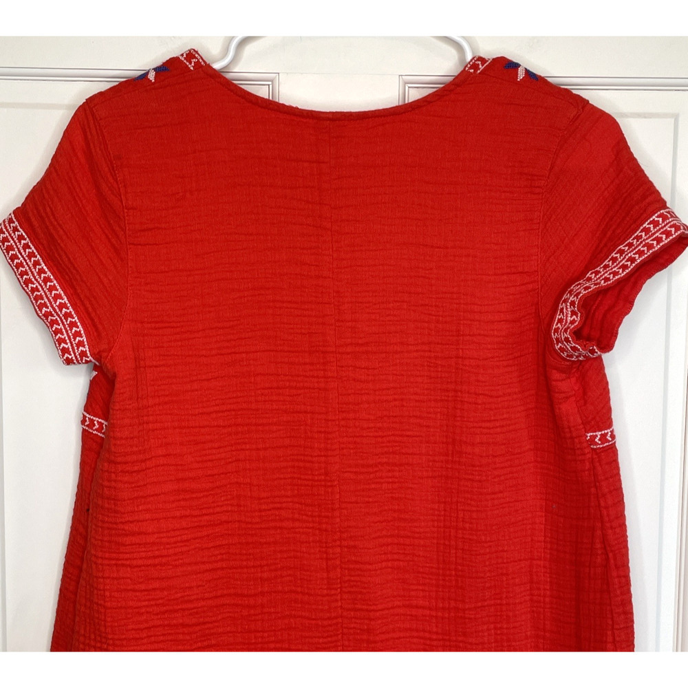 Old Navy Women's Embroidered Dress Sz S Cotton Gauze Boho Coastal Peasant Aztec - Picture 8 of 12
